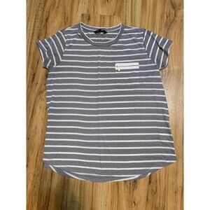Company Ellen Tracy Grey Stripe Short Sleeve Shirt